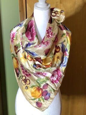 Talbots 100% silk floral scarf
